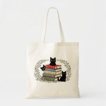 Süßes schwarzes Kätzchen Buchstapel Blumenkranz Ge