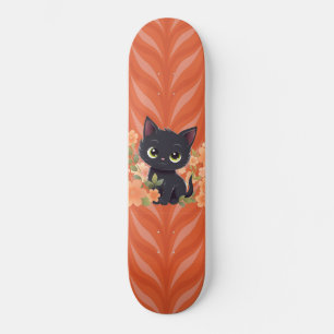 Süßes schwarzes Kätzchen Kawaii Skateboard