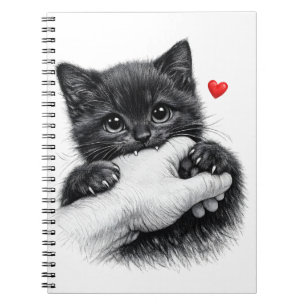 Süßes schwarzes Kätzchen Liebesbiss Notizbuch Notizblock