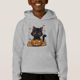 Süßes schwarzes Katze Halloween Kawaii Katze T-Shi Hoodie