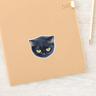 Süßes schwarzes Katzen-Gesicht Aufkleber