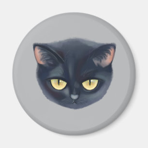Süßes schwarzes Katzen-Gesicht Magnet