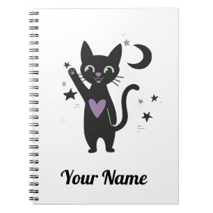 Süßes schwarzes Katzen Notizbuch personalisiert Notizblock