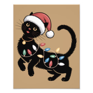 Süßes schwarzes Katzenliebhaber-Weihnachts-Mutter- Fotodruck