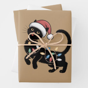 Süßes schwarzes Katzenliebhaber-Weihnachts-Mutter- Geschenkpapier Set