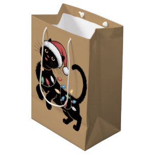 Süßes schwarzes Katzenliebhaber-Weihnachts-Mutter- Mittlere Geschenktüte
