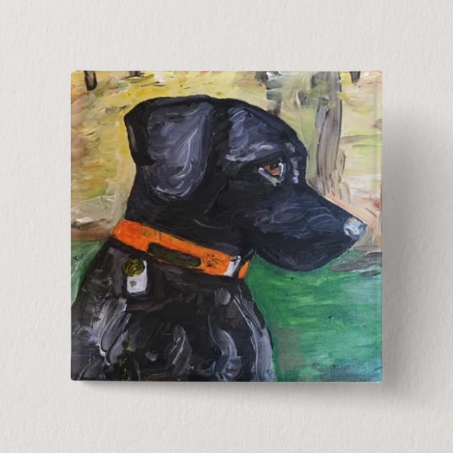 Süßes schwarzes Labrador-Button durch Button (Vorderseite)