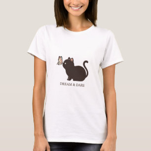 Süßes Schwarzkatz-Schmetterlings-Nase-Kiss-T-Shirt T-Shirt