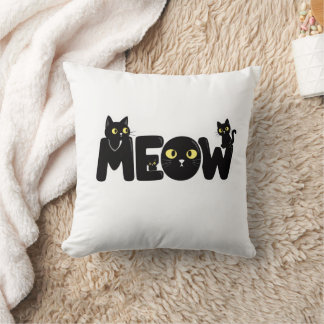 Süßes Schwarzkatze-Miau-T-Shirt Kissen