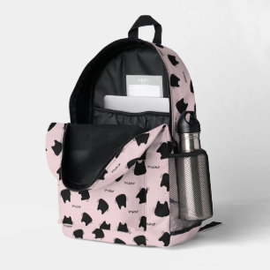 Süßes Schwarzkatzen-Muster Rosa Miau Kätzchen Bedruckter Rucksack