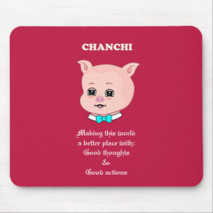 Süßes Schwein-Cartoon auf Burgundrot Mousepad