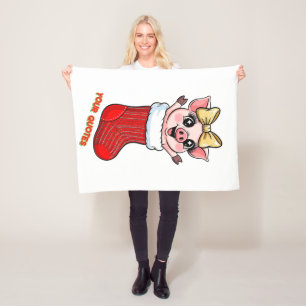 Süßes Schwein im Weihnachtsstrumpf Fleecedecke