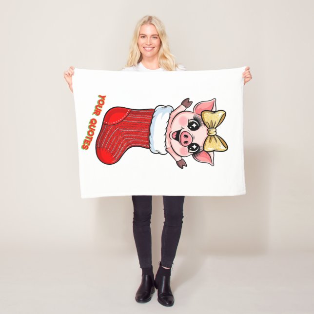 Süßes Schwein im Weihnachtsstrumpf Fleecedecke (Beispiel)
