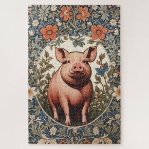 Süßes Schwein inspiriert von William Morris