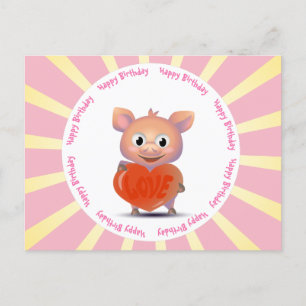 süßes Schwein, Liebesherz Postkarte