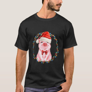 Süßes Schwein mit Weihnachtsmann-Schwein T-Shirt