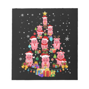 Süßes Schwein Weihnachtsbaum Mit Ornament Xmas Frö Notizblock