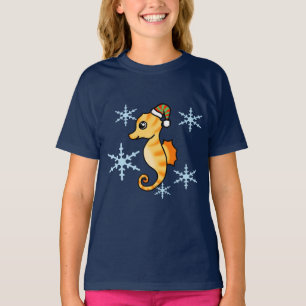 Süßes Seepferdchen Winter-Schneeflocke Weihnachten T-Shirt