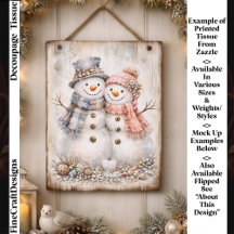 Süßes shabby-chic-Schneemann-Paar FG2R-Decoupage