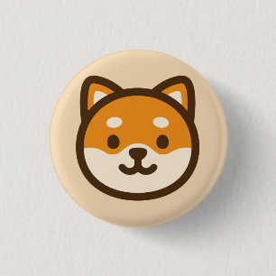 Süßes Shiba-Inu-Hundegesicht Button