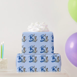 Süßes siamesisches Katzen-Schmetterling-Monogramm  Geschenkpapier