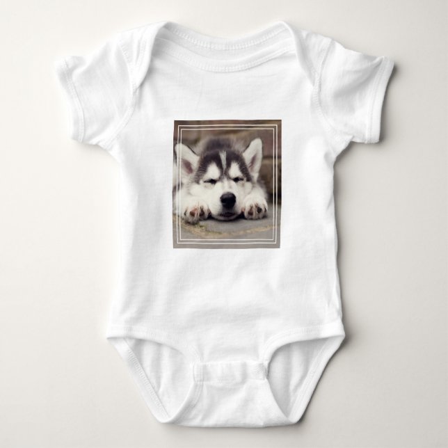 Süßes Sibirisches Husky Welpenschläfchen Baby Strampler (Vorderseite)