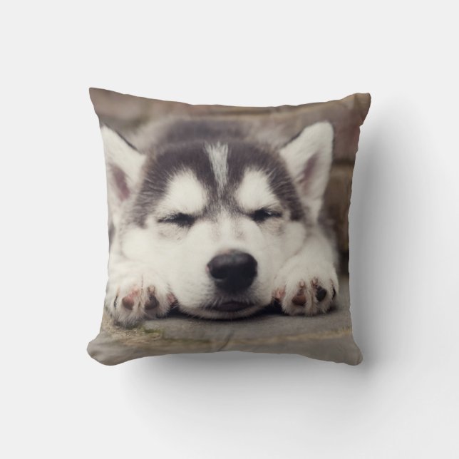 Süßes Sibirisches Husky Welpenschläfchen Kissen (Vorderseite)