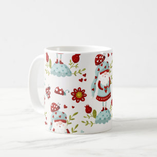 Süßes skandinavisches Gnom-Blumenmuster Kaffeetasse