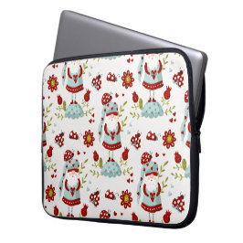 Süßes skandinavisches Gnom-Blumenmuster Laptopschutzhülle