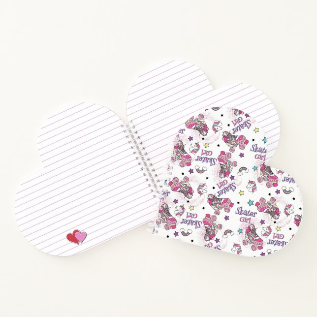Süßes Skater Mädchen Einhorn Rollschuh Muster Notizbuch (Innenseite)