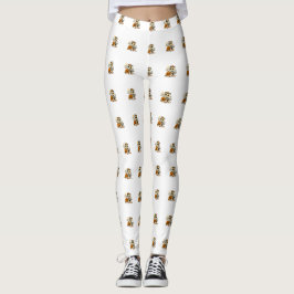 Süßes Skelett Katzen mit Kürbis Leggings