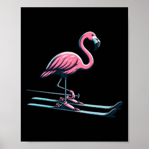 Süßes Skiflamingo-Design Wintersport Poster