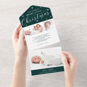 Süßes Skript Foto Weihnachten Geburtsankündigung All In One Einladung