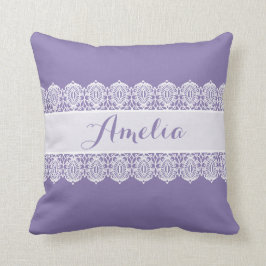 Süßes Skript - weiches lila Spitze-Monogramm Kissen