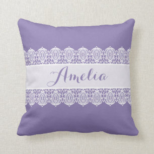 Süßes Skript - weiches lila Spitze-Monogramm Kissen