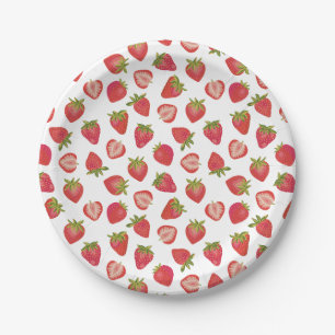 Süßes Sommerfrucht-Erdbeermuster Pappteller