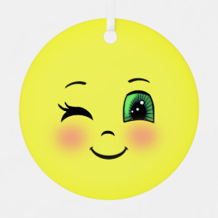 Süßes Sonne Glückliches Gesicht Emoji Ornament Aus Metall