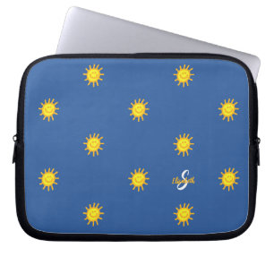 Süßes Sonnenschein-Glückliches-Gesicht-Muster Name Laptopschutzhülle
