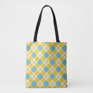 Süßes sonniges Gelb und blaues Argyle-Muster Tasche