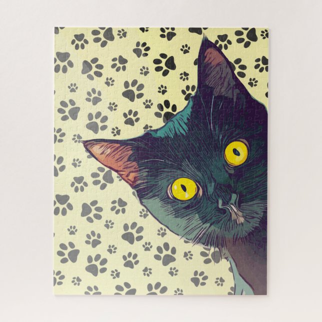 Süßes spähendes Katzen-Design-Puzzle (Vertikal)