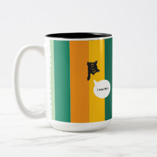 Süßes spähendes Katzen-Geschenk für Katzenliebhabe Zweifarbige Tasse