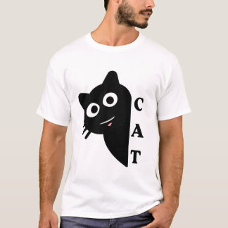 Süßes spähendes schwarzes Katze T-Shirt
