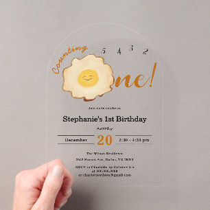 Süßes Spiegelei 1. Geburtstag Acryleinladungen
