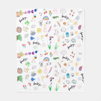 Süßes, spielerisches Doodle-Muster Babydecke Fleecedecke