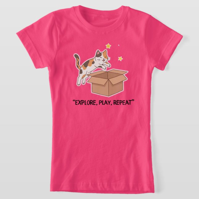 Süßes Springendes Katzen Mädchen T-Shirt (Ablage )