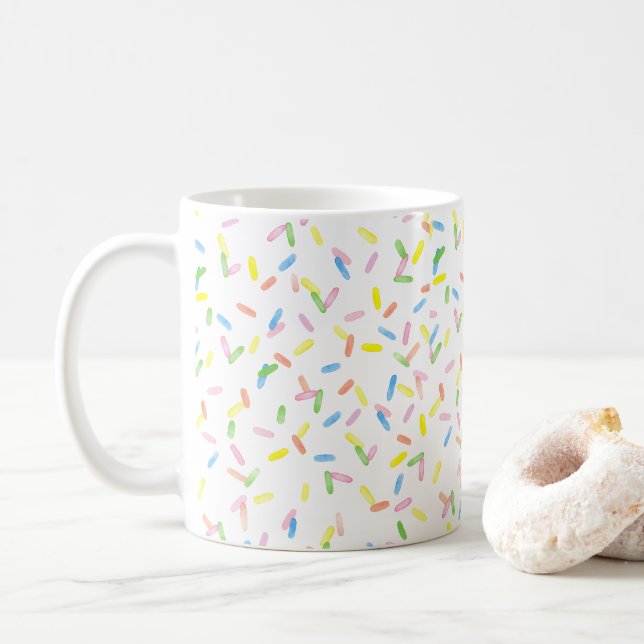 Süßes Sprinklen niedliche farbenfrohe Aquarellfarb Kaffeetasse (Mit Donut)