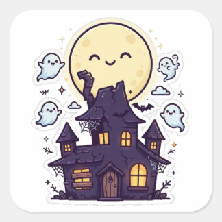 Süßes Spukhaus Vollmond Halloween Aufkleber