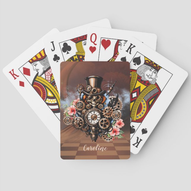 Süßes Steampunk-Design Spielkarten (Rückseite)