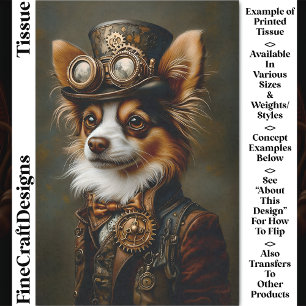 Süßes Steampunk-Papillon-Hundeporträt CQ1 Decoupag Seidenpapier