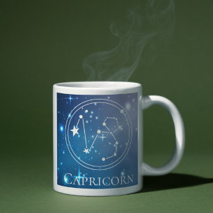 Süßes Sternzeichen STEINBOCK Lila Blaues Monogramm Tasse